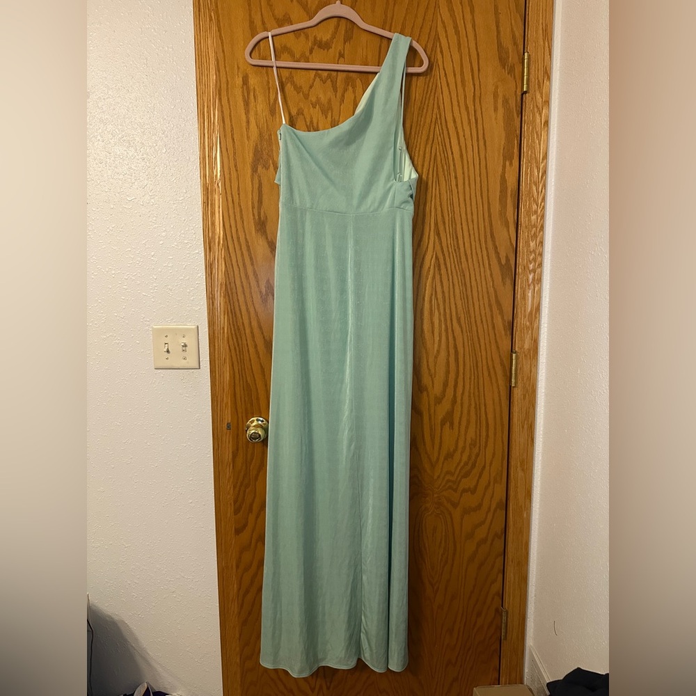 Katie May Los Angeles A Cut Above Gown - NWT - Size L Mint Green One-Shoulder - Picture 4 of 13